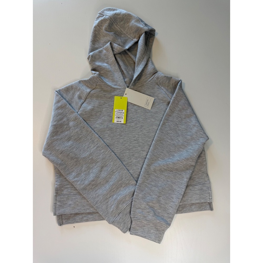 All in Motion Girls Heathered Gray Pullover Hoodie Cropped Relaxed Fit L 10/12